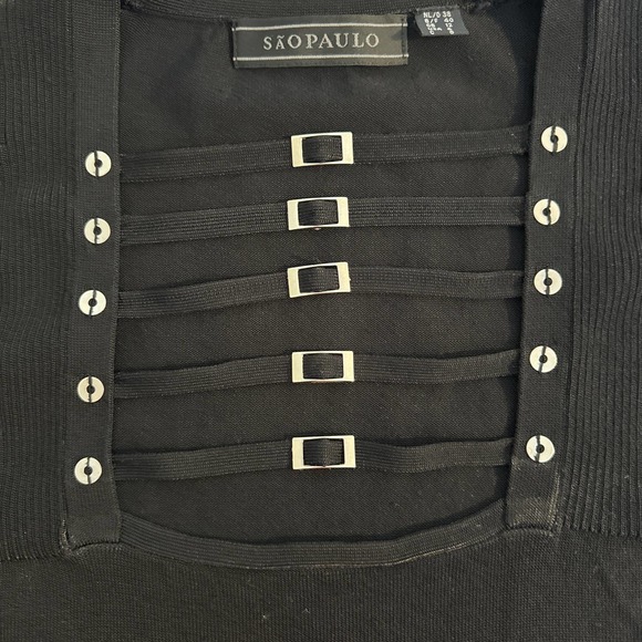 Sao Paulo Black Stretch Tank Sweater Metal Buckle Design at Chest Size 6 - Picture 4 of 10